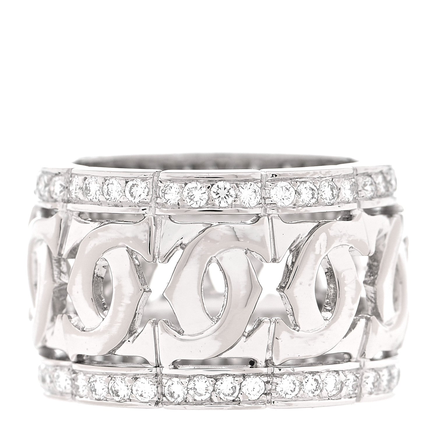 Cartier 18K White Gold Diamond Entrelaces Ring 52 6 1 of 4