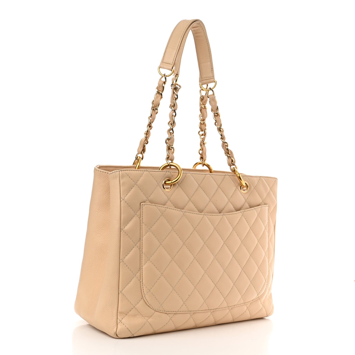 Caviar Quilted Grand Shopping Tote GST Beige Clair