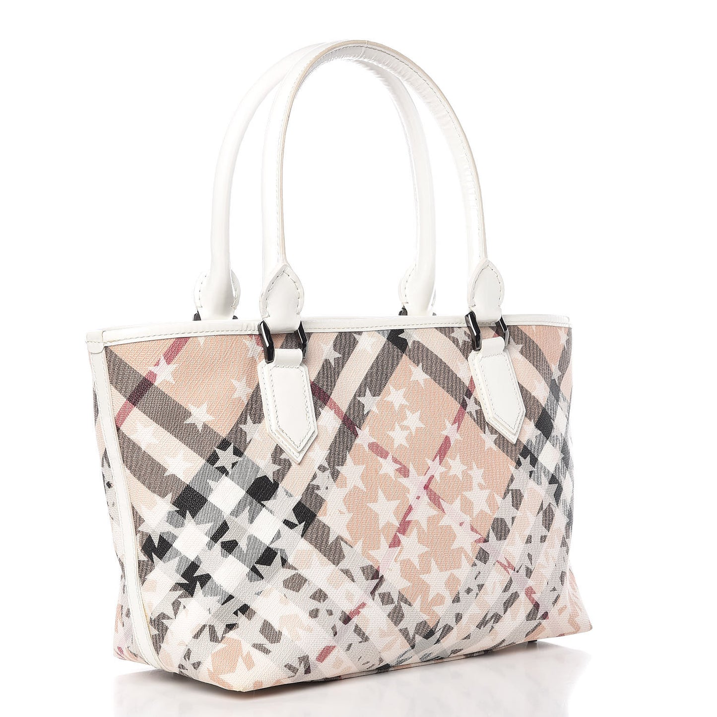 Patent Supernova Check Stars Medium Nickie Tote White
