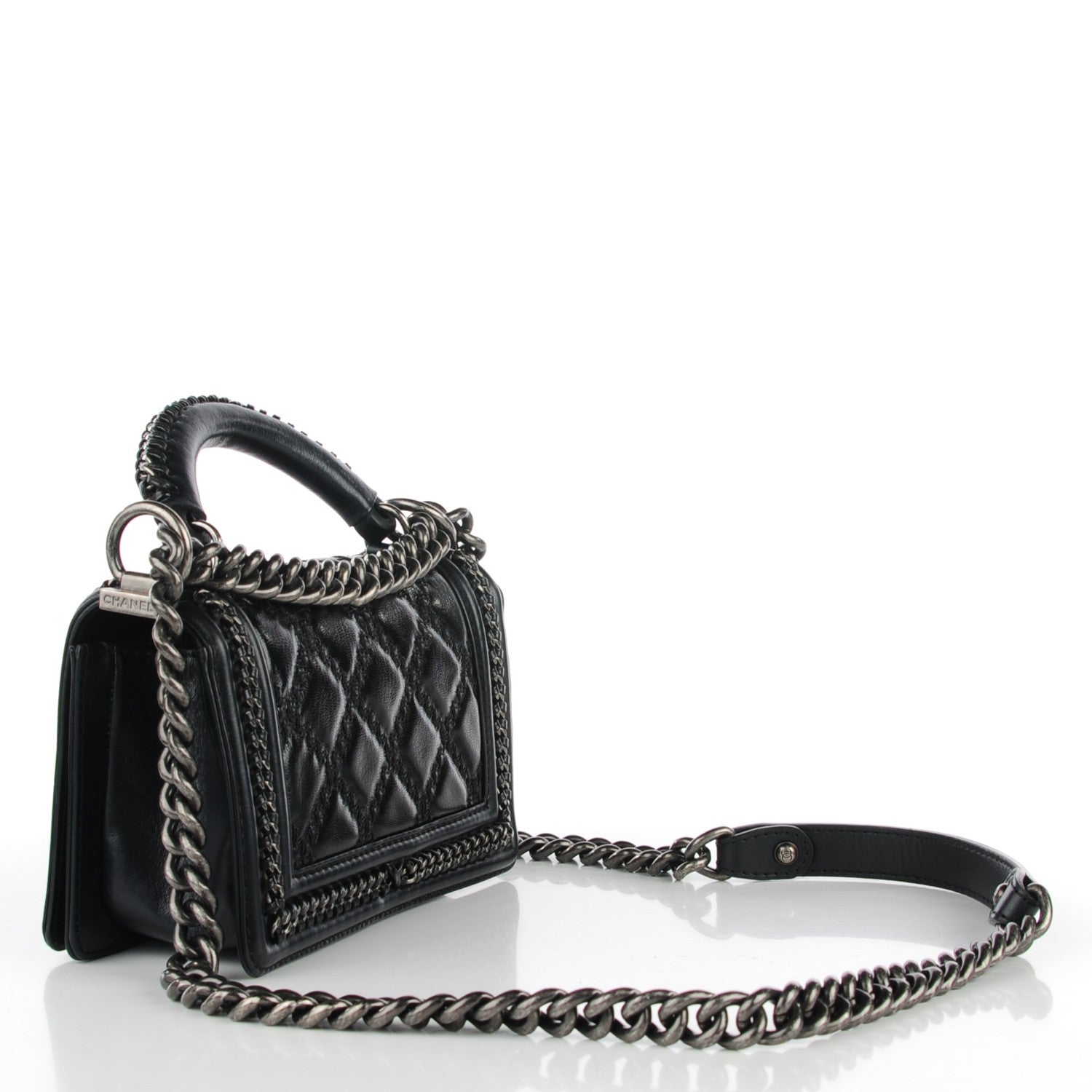 Chanel Goatskin Quilted Small Boy Handle Flap Black 3 of 8