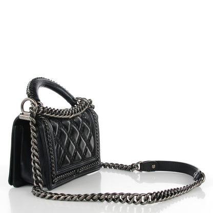 Chanel Goatskin Quilted Small Boy Handle Flap Black 3 of 8