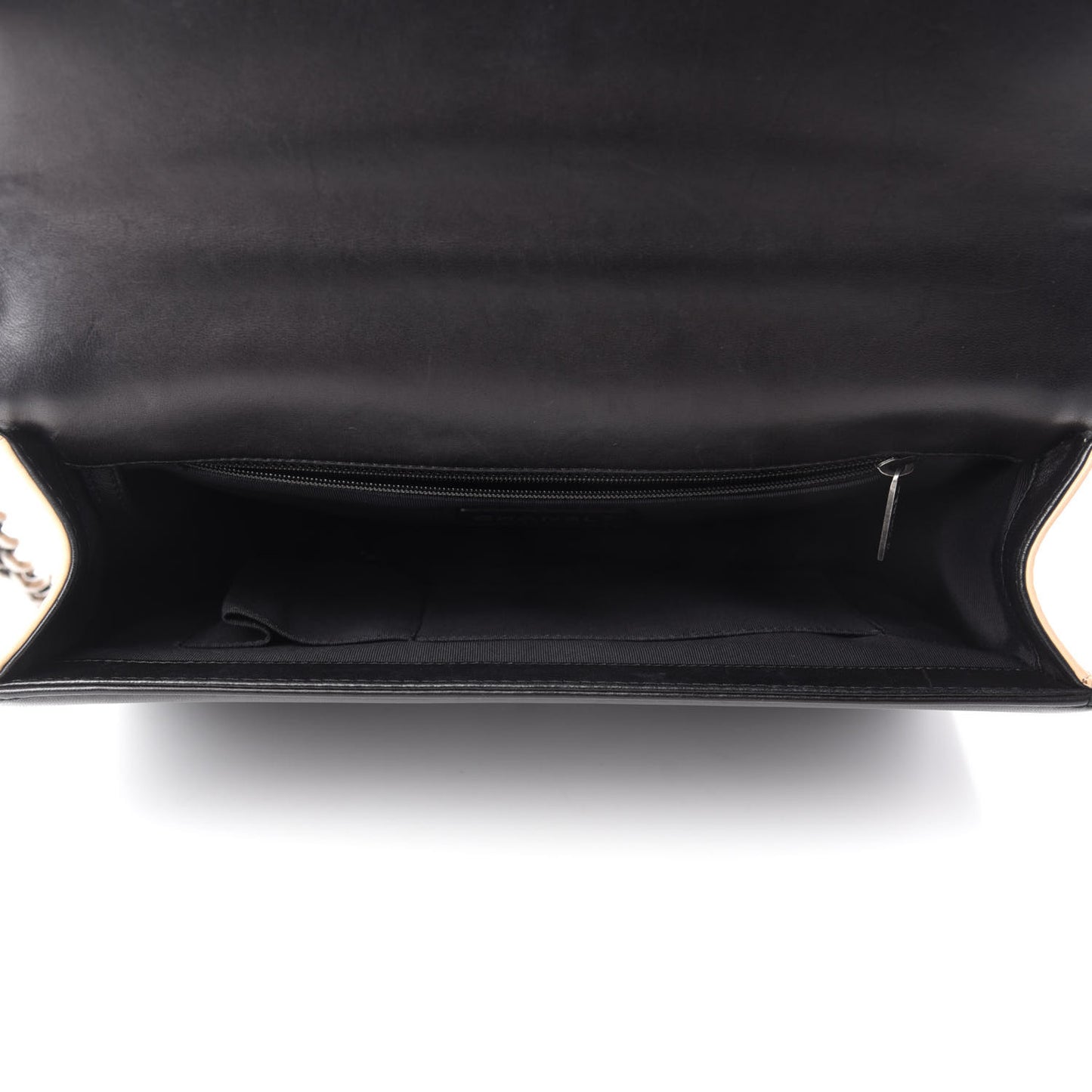 Lambskin Quilted Large Boy Flap Beige Black