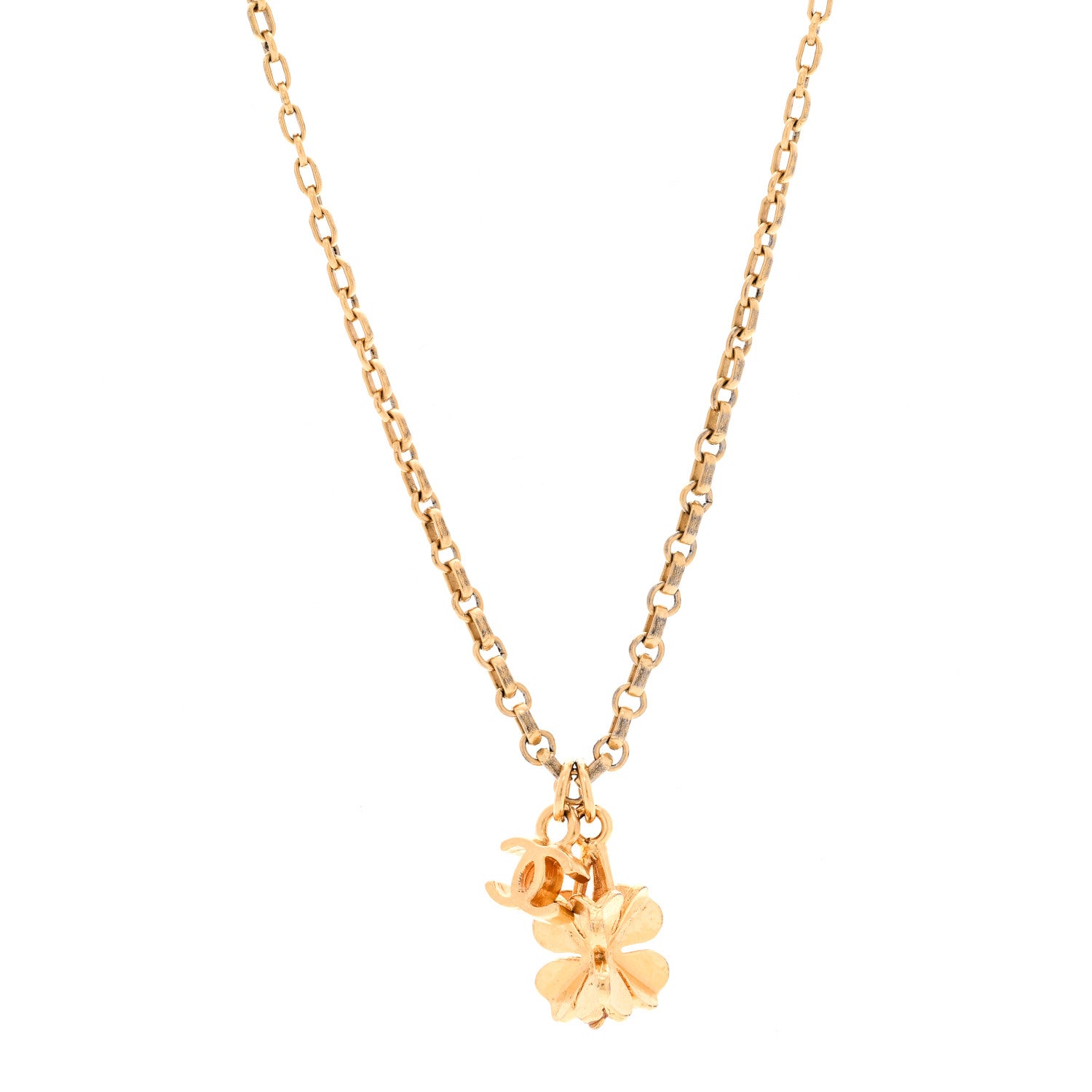 Chanel Metal CC Clover Necklace Gold 4 of 6