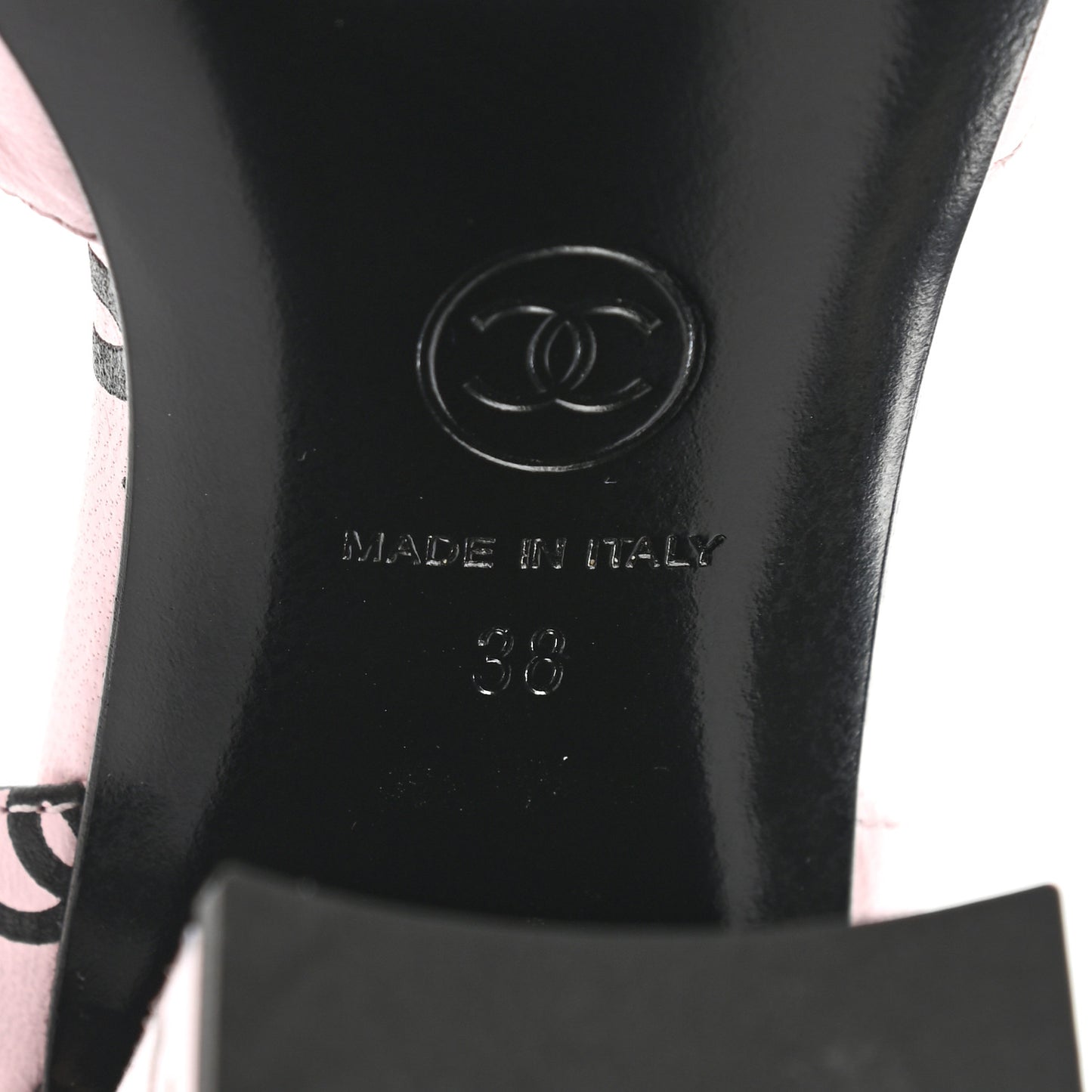 Printed Lambskin CC Sandals 38 Light Pink Black