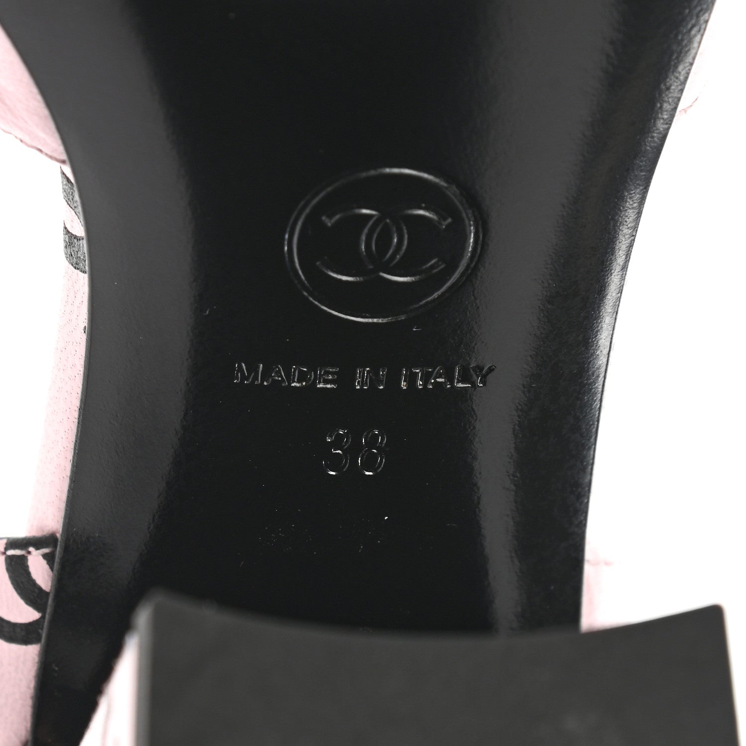 Chanel Printed Lambskin CC Sandals 38 Light Pink Black 6 of 13