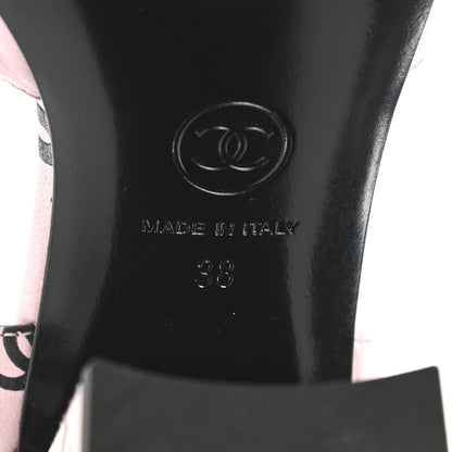 Chanel Printed Lambskin CC Sandals 38 Light Pink Black 6 of 13