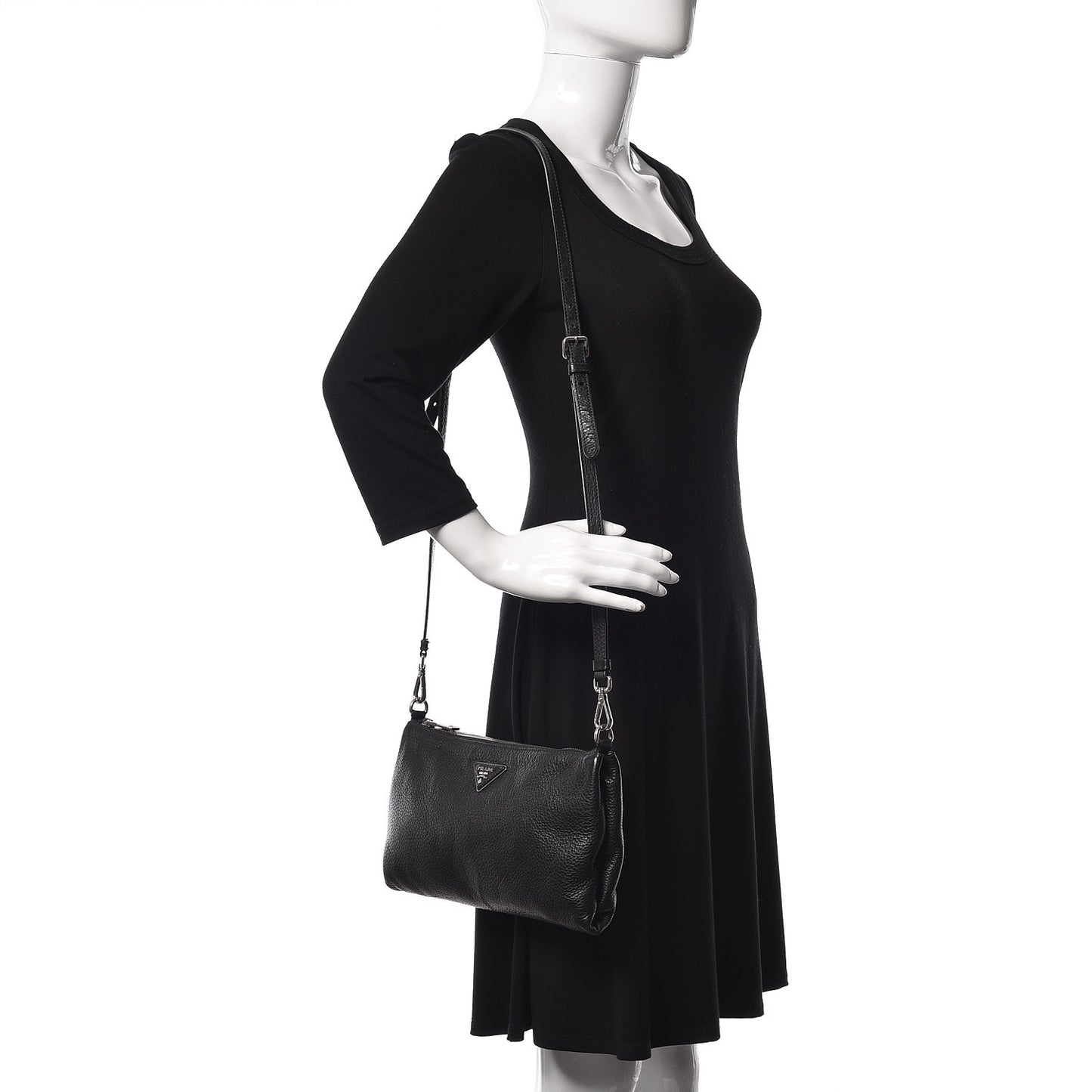 Vitello Daino Crossbody Bag Black