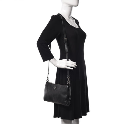 Prada Vitello Daino Crossbody Bag Black 2 of 11