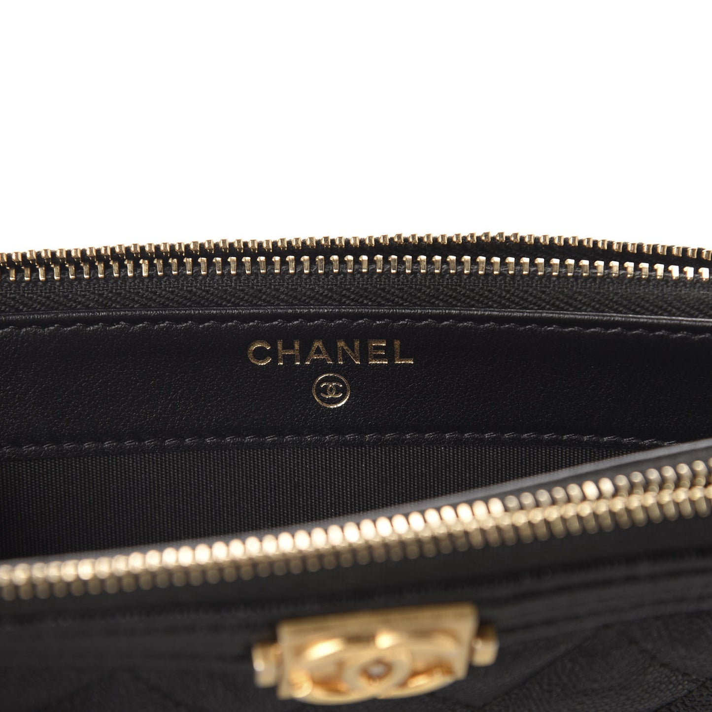 Caviar Quilted Small Boy Clutch With Chain Black