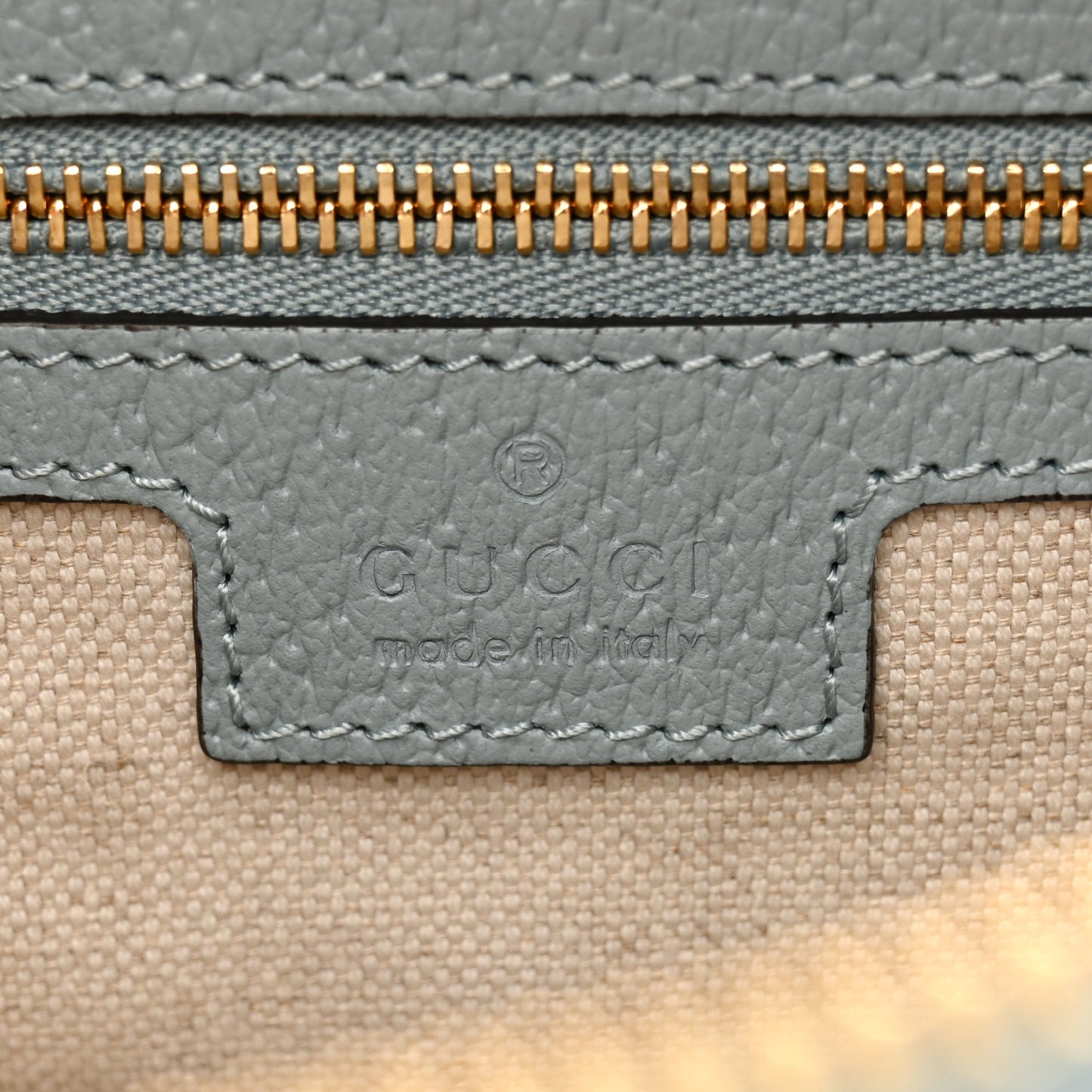 GG Supreme Monogram Textured Calfskin Web Super Mini Ophidia Shoulder Bag Light Blue
