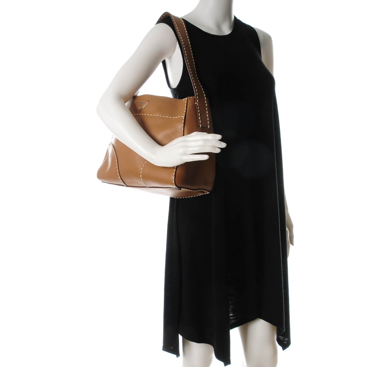 City Calf Topstitched Hobo Caramel