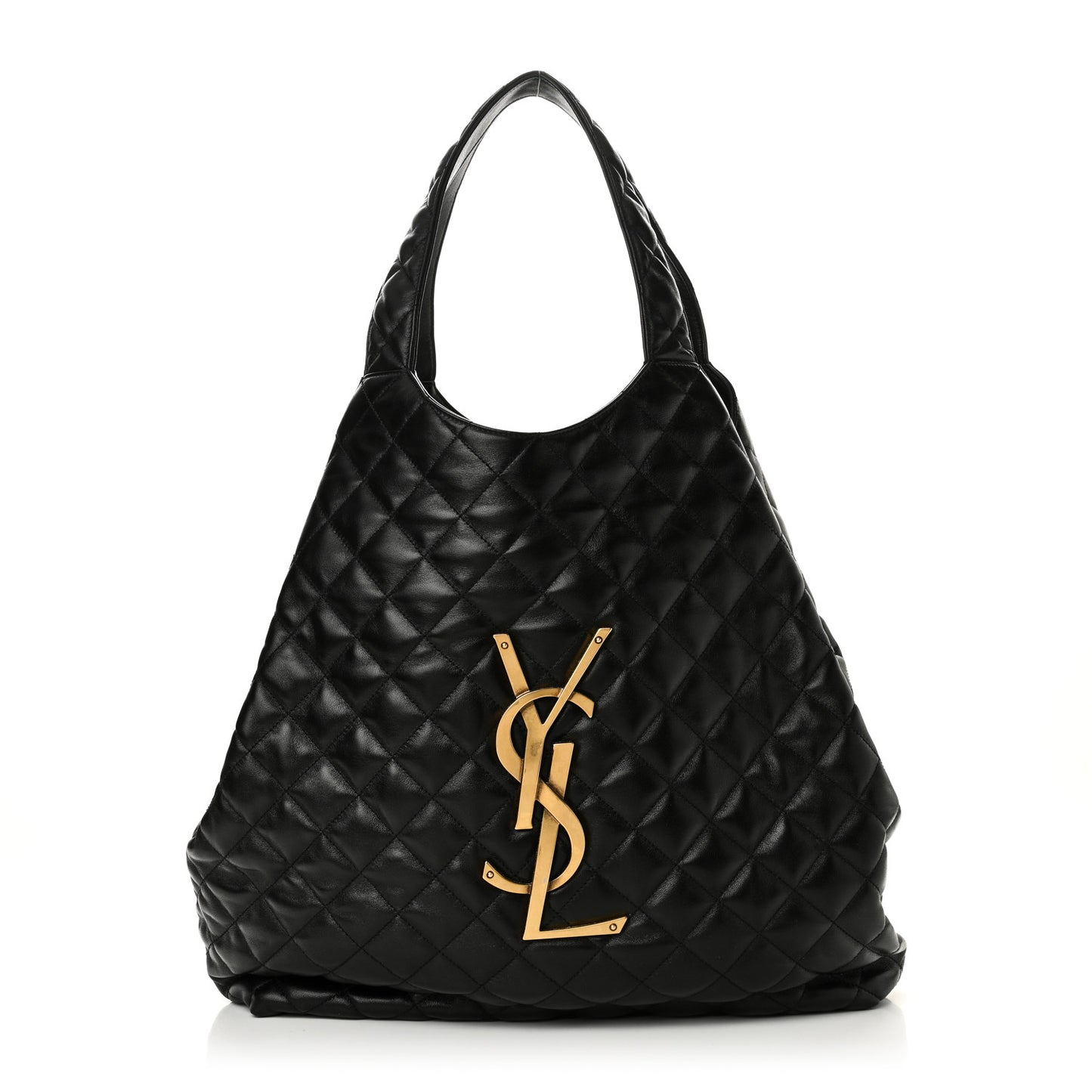 Lambskin Quilted Maxi Icare Shopping Tote Black
