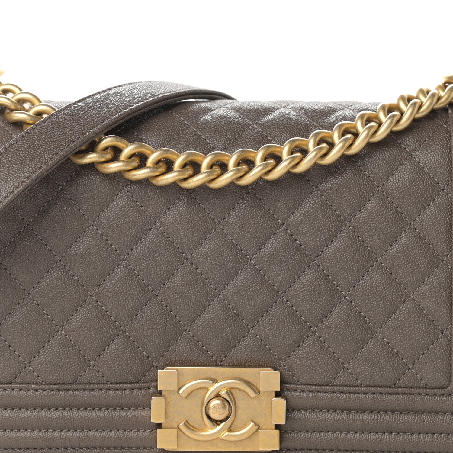 Chanel Caviar Quilted Medium Boy Flap Khaki 8 of 12