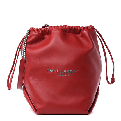 Saint Laurent Lambskin Teddy Drawstring Bag Eros Red 1 of 10