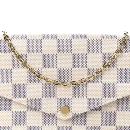 Louis Vuitton Damier Azur Pochette Felicie Chain Wallet Rose Ballerine 10 of 10