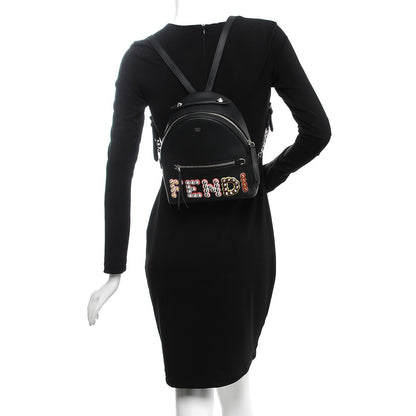 Fendi Vitello Century Fun Fair Metal Studded Mini Backpack Black Multicolor 2 of 8