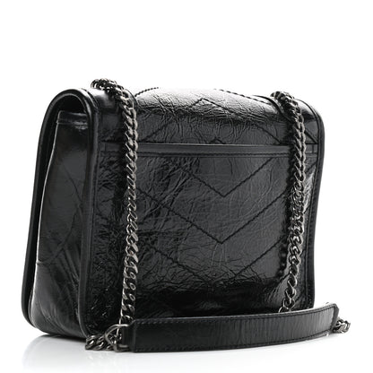 Saint Laurent Crinkled Calfskin Matelasse Monogram Niki Chain Wallet Black 3 of 10