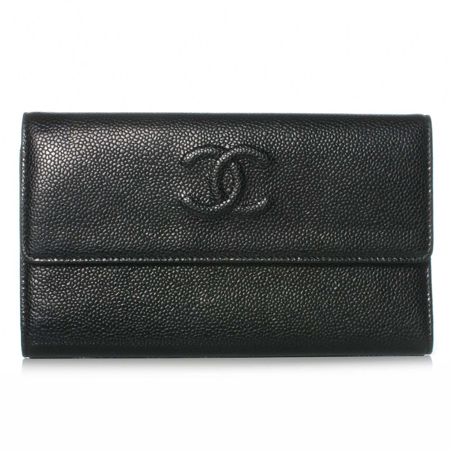 Caviar CC Large Flap Wallet Black