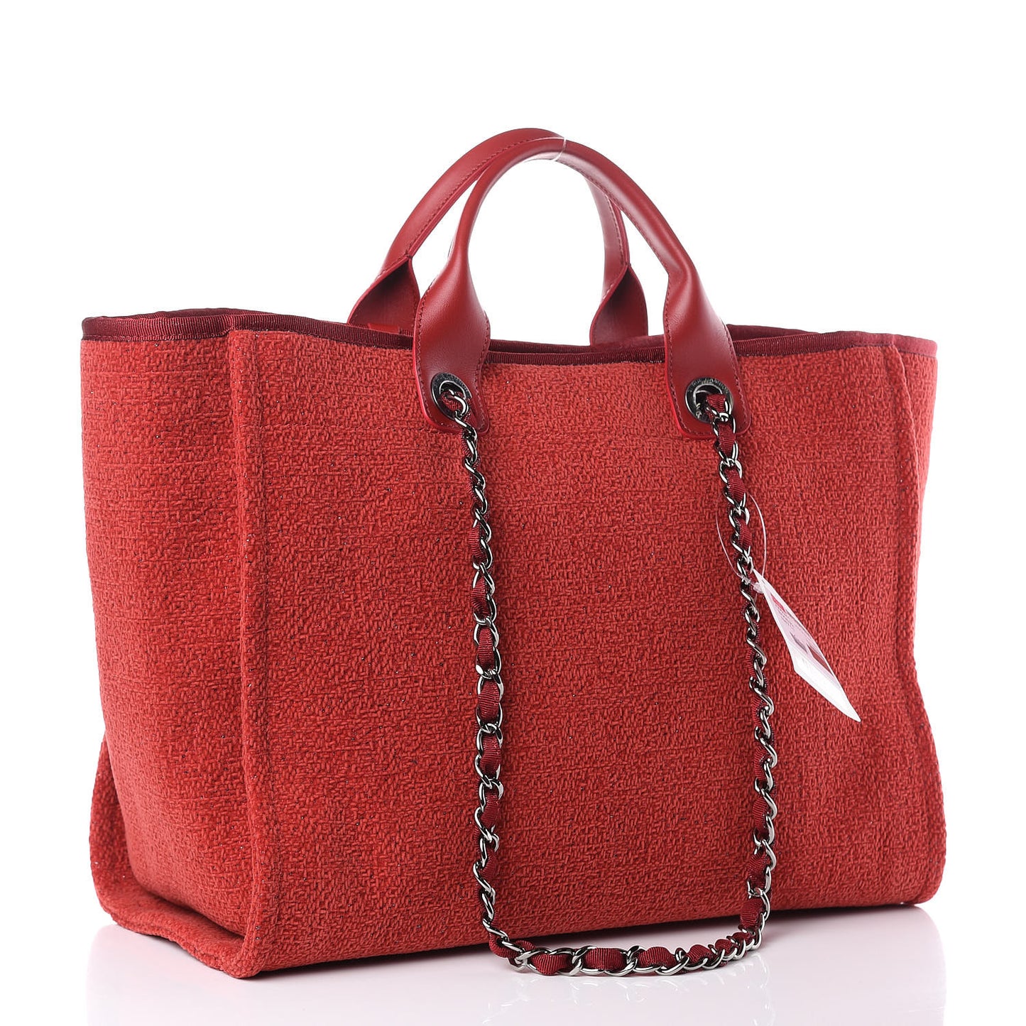 Lurex Boucle Large Deauville Tote Red
