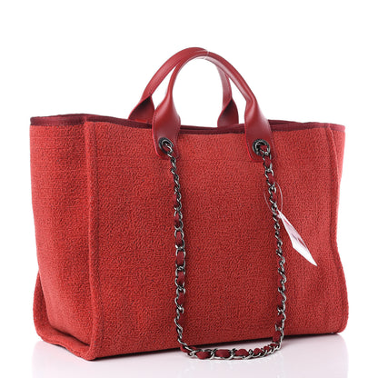 Chanel Lurex Boucle Large Deauville Tote Red 4 of 11