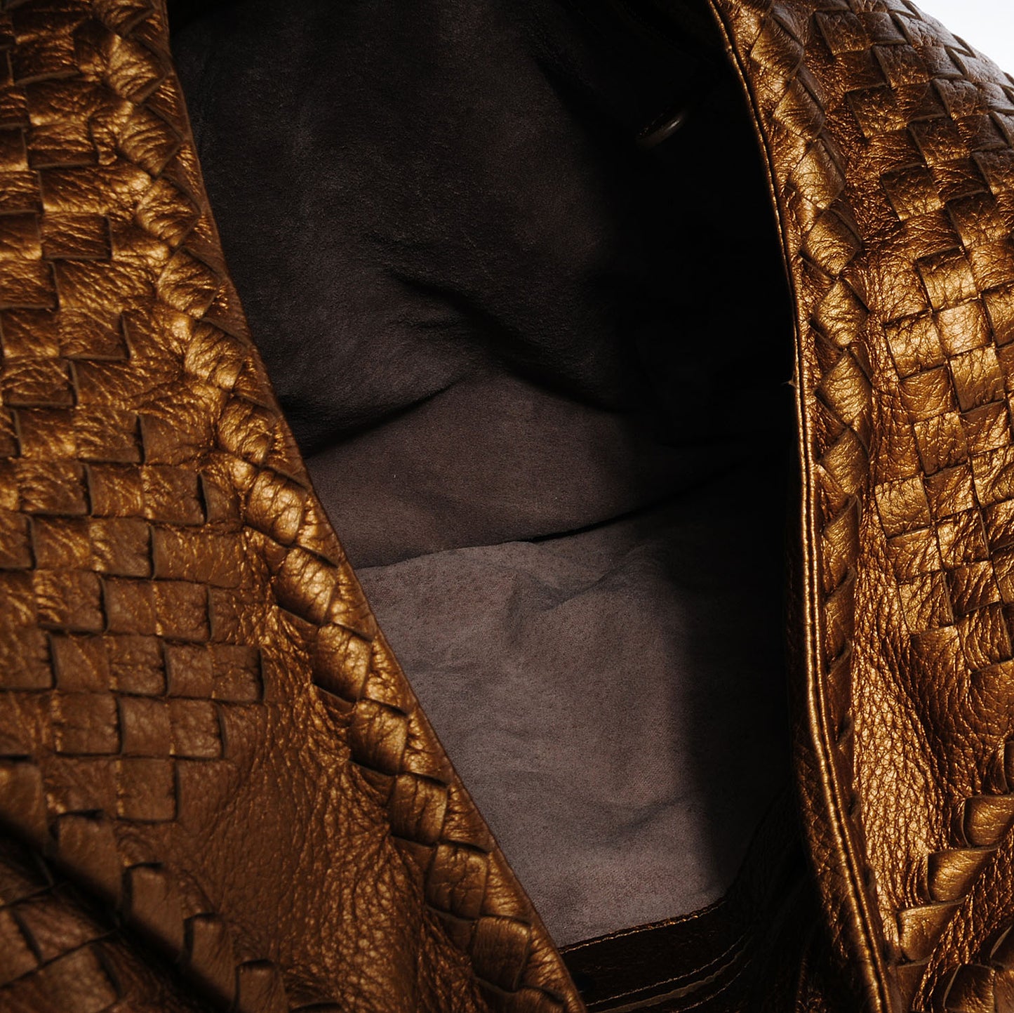 Cervo Intrecciato Large Simple Hobo New Bronze