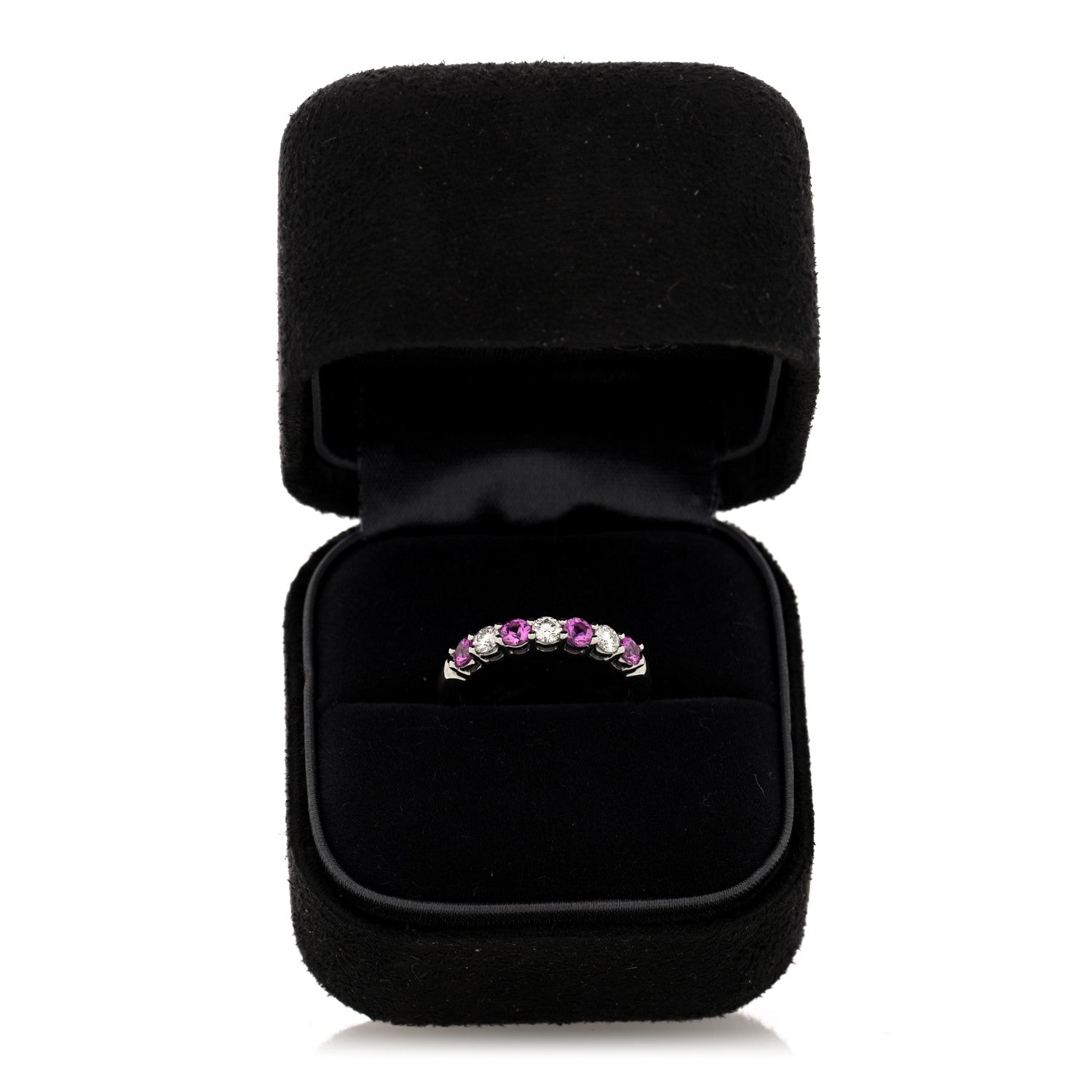 Tiffany Platinum Diamond Pink Sapphire 3mm Embrace Half Circle Ring 50 5.5 5 of 5