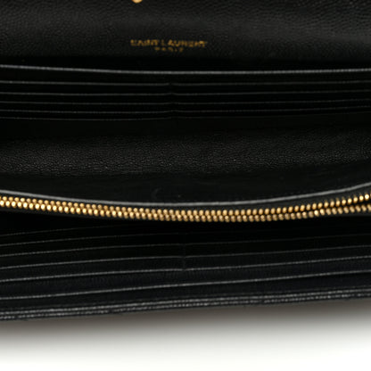 Saint Laurent Grain De Poudre Matelasse Chevron Monogram Chain Wallet Black 5 of 9