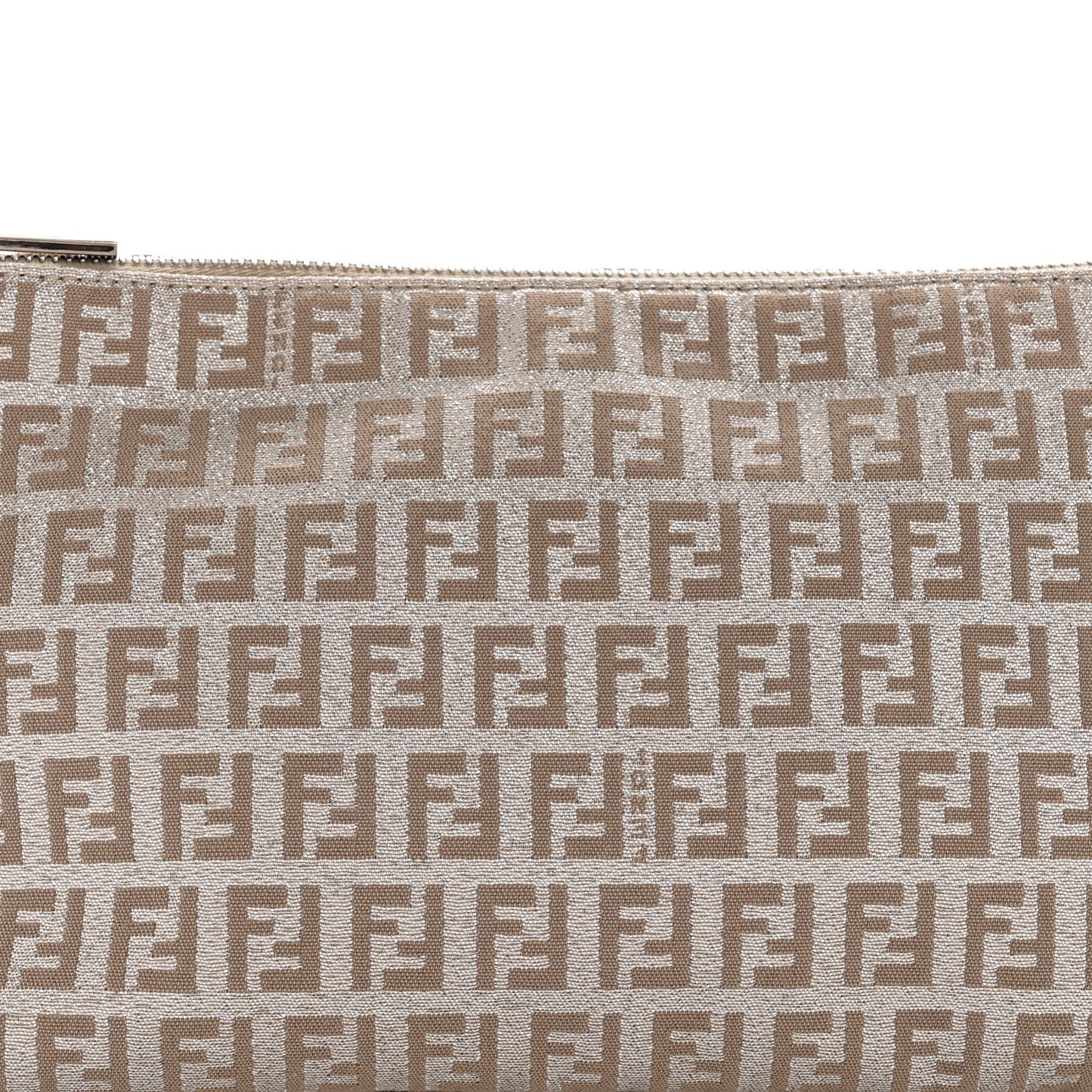 Metallic Jacquard Zucchino Vitello Pochette Cipria Argento Grigio