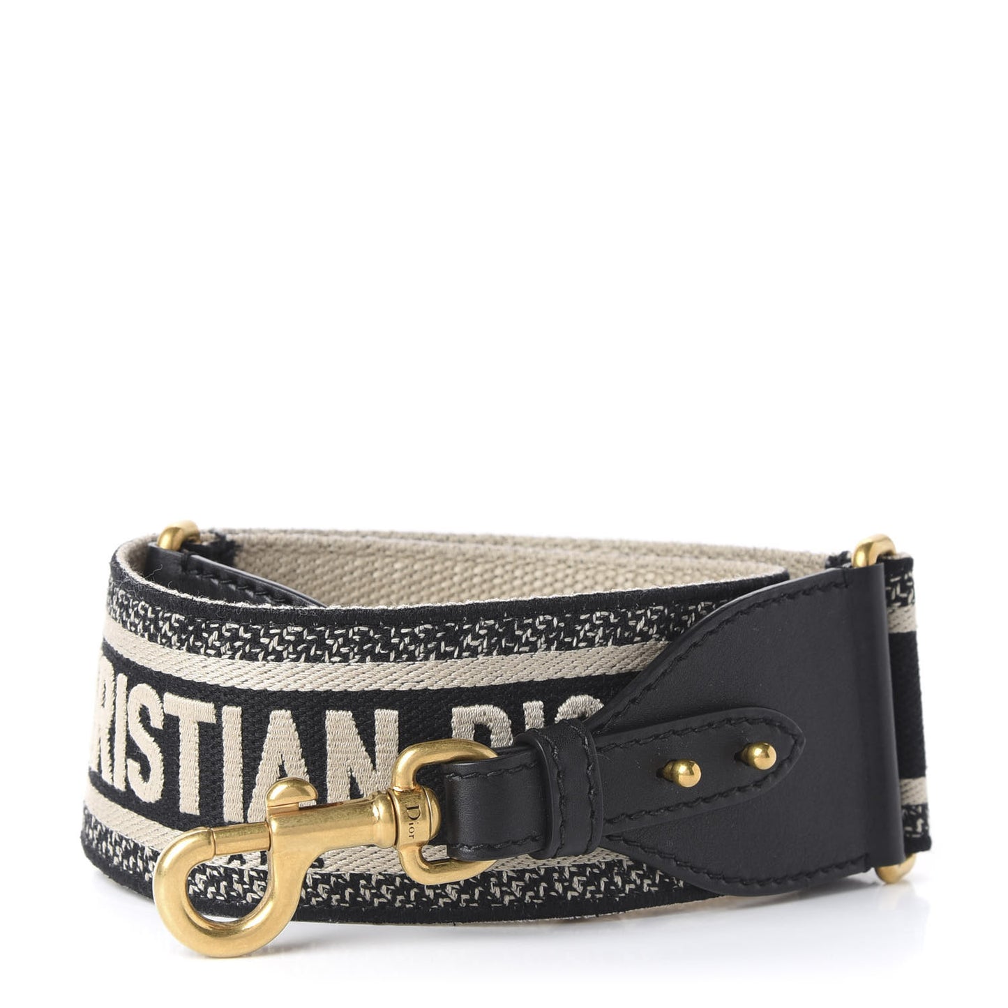Canvas Embroidered Shoulder Strap Black