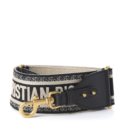 Christian Dior Canvas Embroidered Shoulder Strap Black 1 of 4