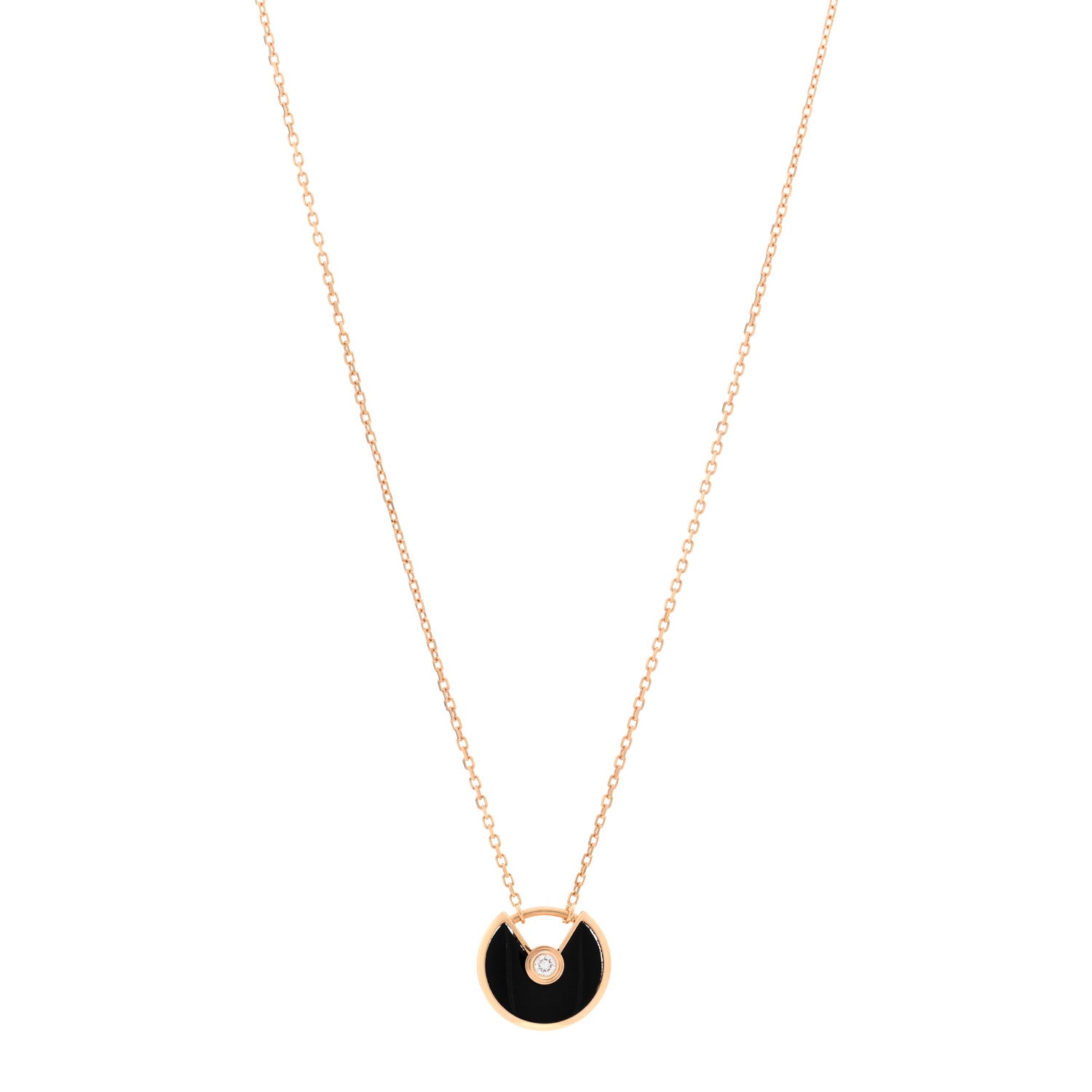 Cartier 18K Pink Gold Diamond Black Onyx XS Amulette de Cartier Pendant Necklace 1 of 5