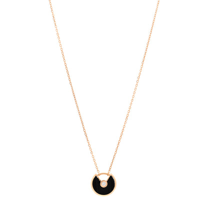 Cartier 18K Pink Gold Diamond Black Onyx XS Amulette de Cartier Pendant Necklace 1 of 5