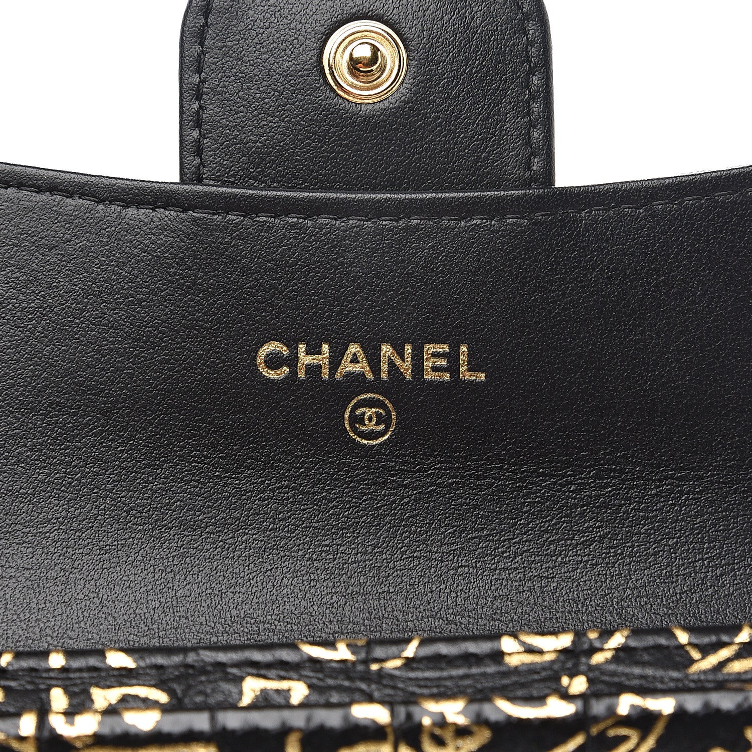 Chanel Calfskin Crocodile Embossed Graffiti Reissue Card Holder Wallet Black Gold 5 of 8