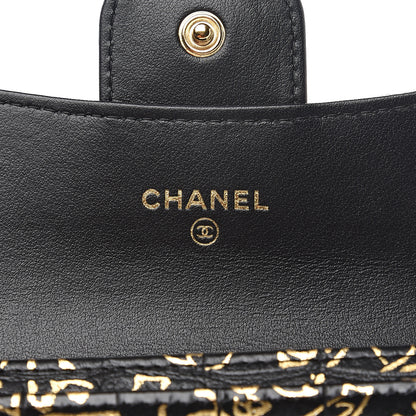 Chanel Calfskin Crocodile Embossed Graffiti Reissue Card Holder Wallet Black Gold 5 of 8
