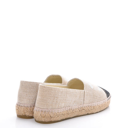 Chanel Toile Sequin CC Espadrilles 37 Beige Black 4 of 18