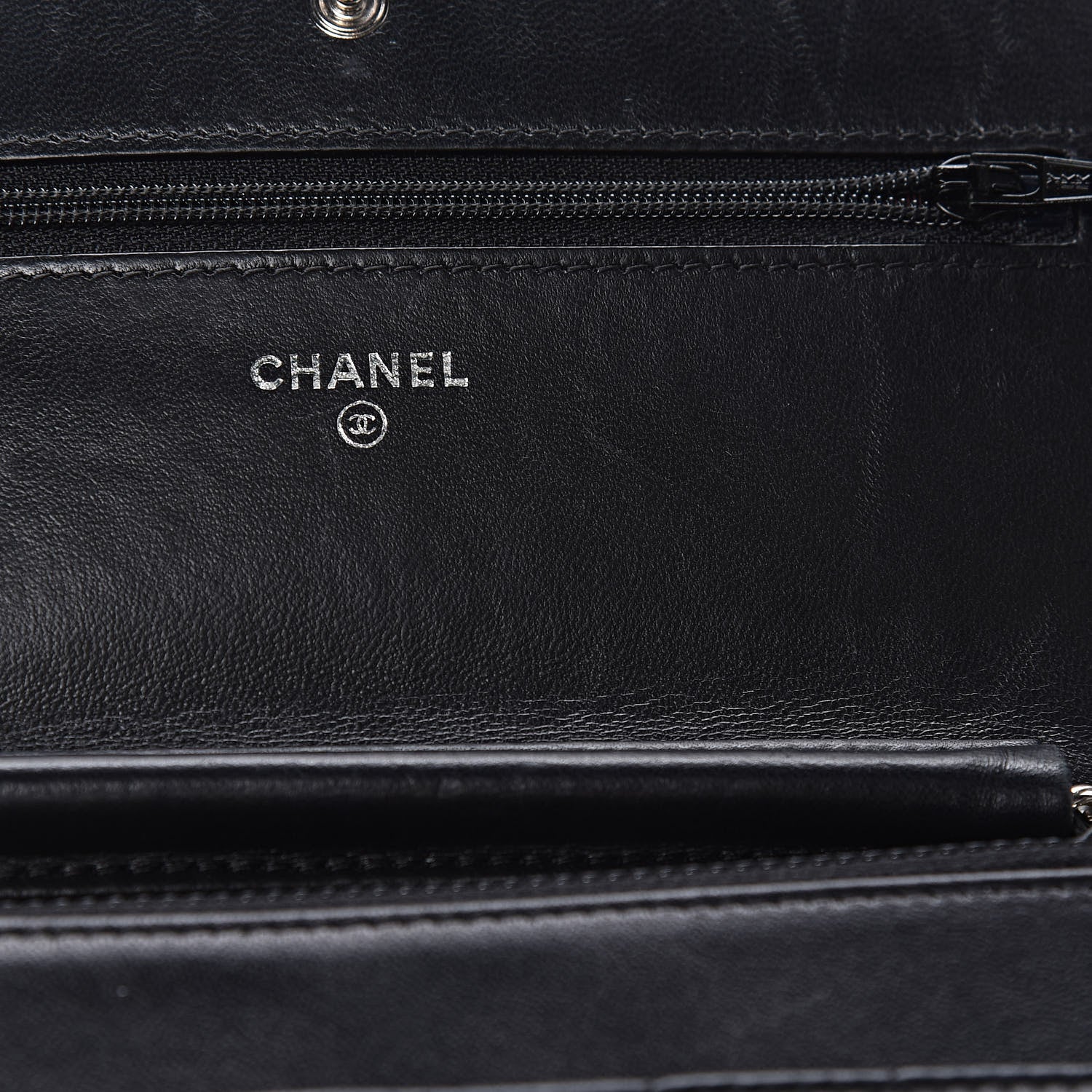 Chanel Lambskin Chevron Quilted Wallet On Chain WOC Black 13 of 14