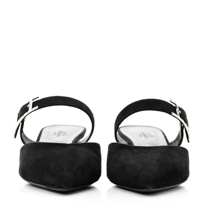 Hermes Suede Goatskin Blink Mules 39 Black 2 of 7