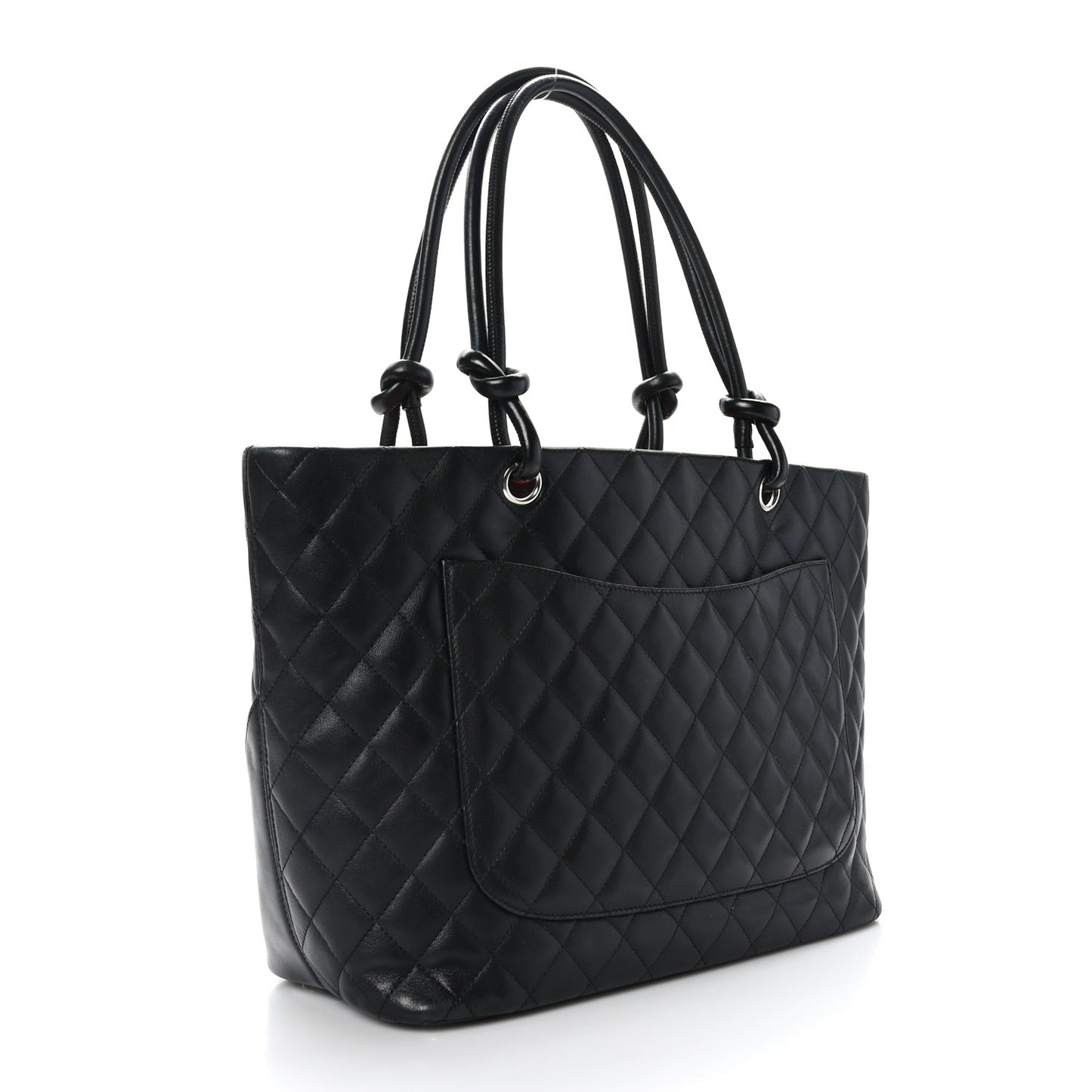 Calfskin Quilted Large Cambon Tote Black