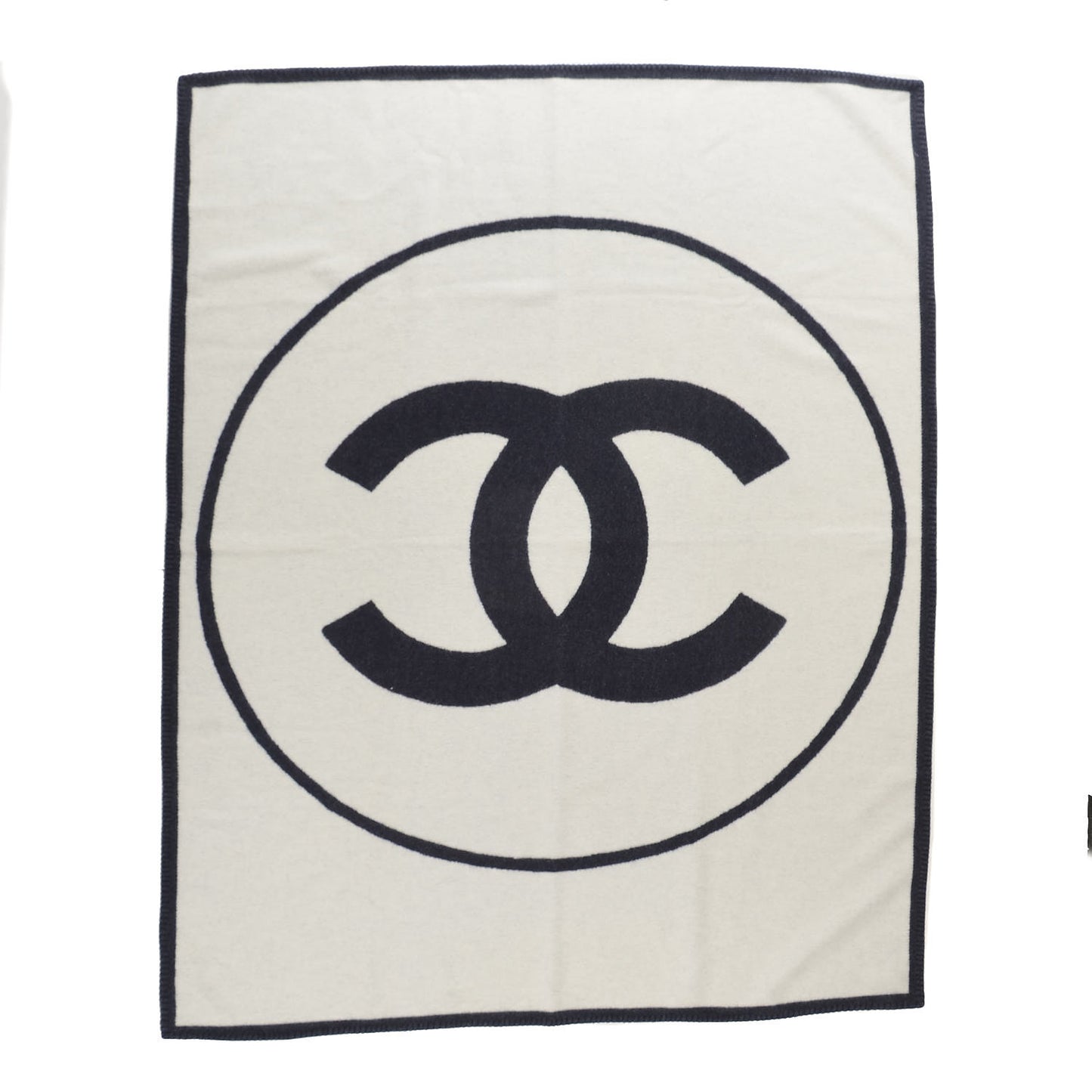 Merino Wool Cashmere CC Throw Blanket Navy White