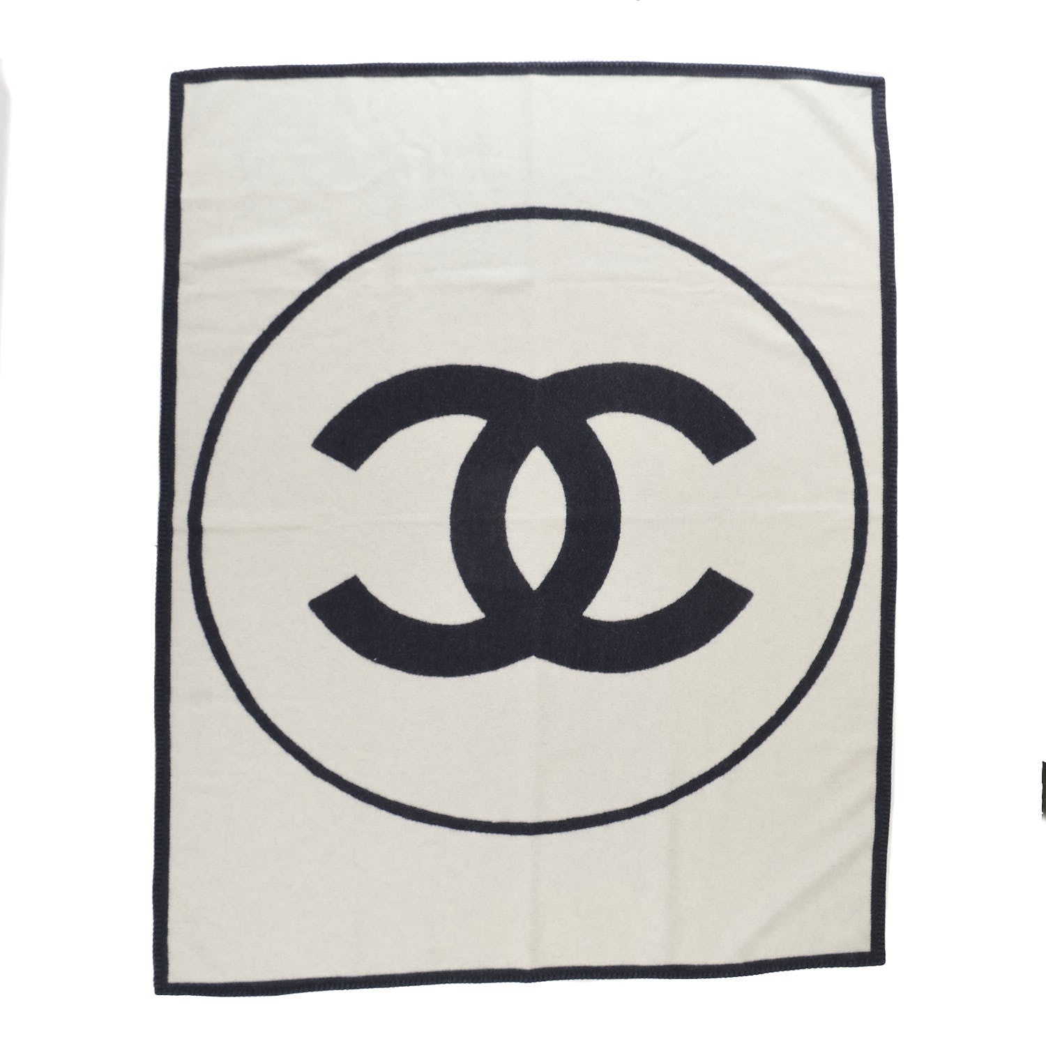 Chanel Merino Wool Cashmere CC Throw Blanket Navy White 3 of 4