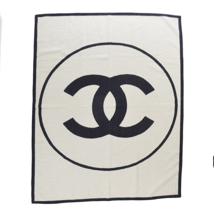 Chanel Merino Wool Cashmere CC Throw Blanket Navy White 3 of 4