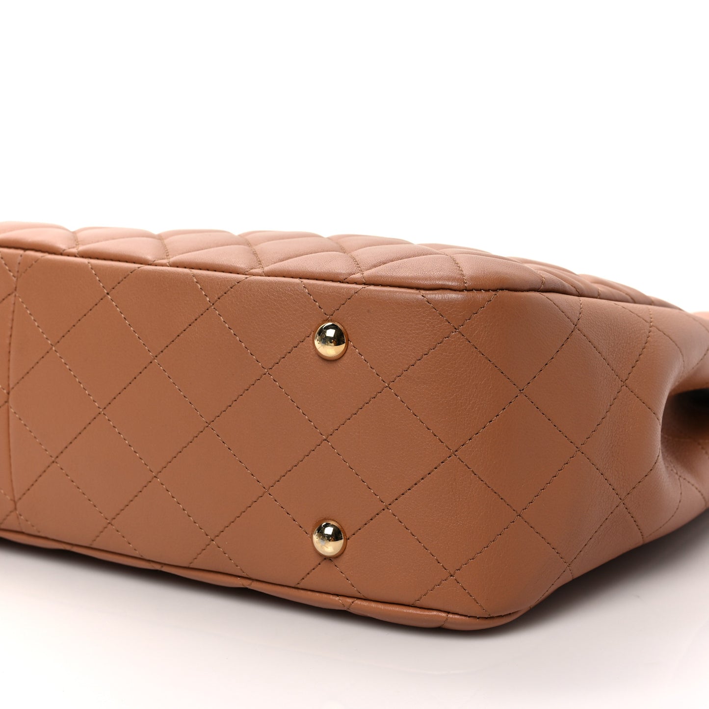 Lambskin Quilted Large Classic Shopping Tote Camel