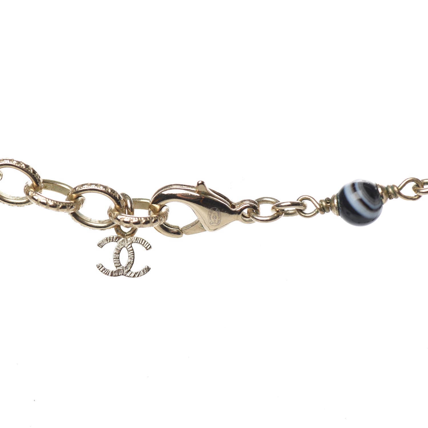 Chanel Beaded Sheep CC Long Necklace Gold Black 6 of 6