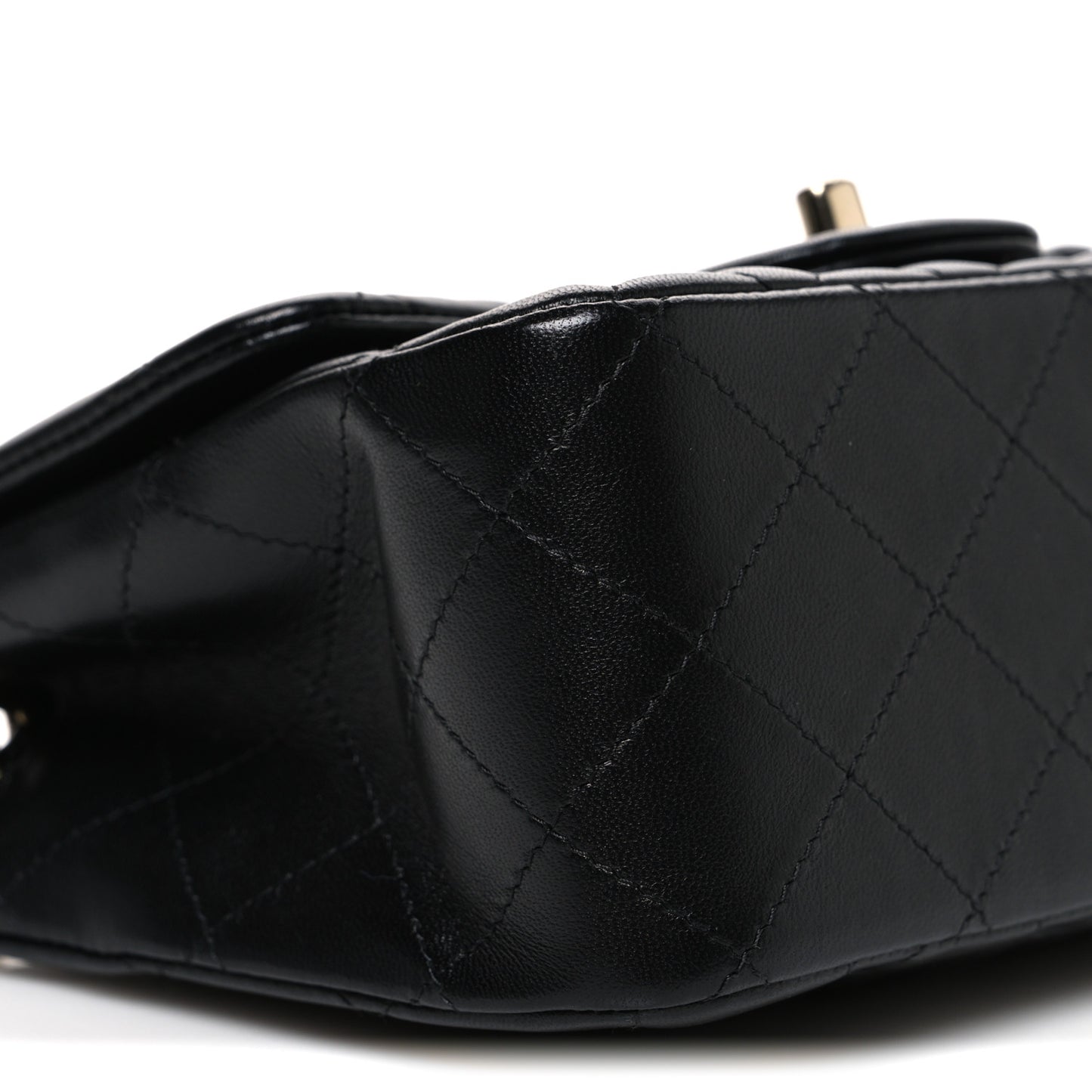 Lambskin Quilted Mini Square Flap Black