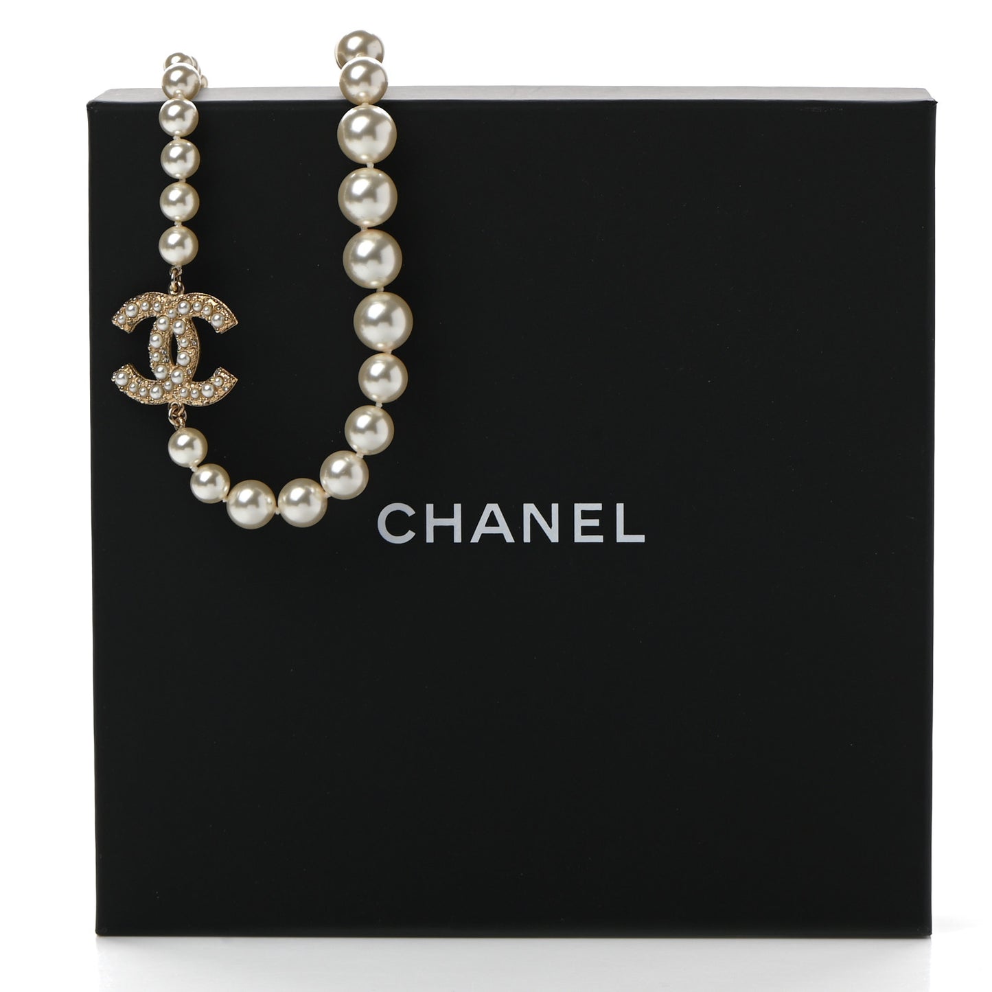 Pearl CC 100th Anniversary Necklace Light Gold