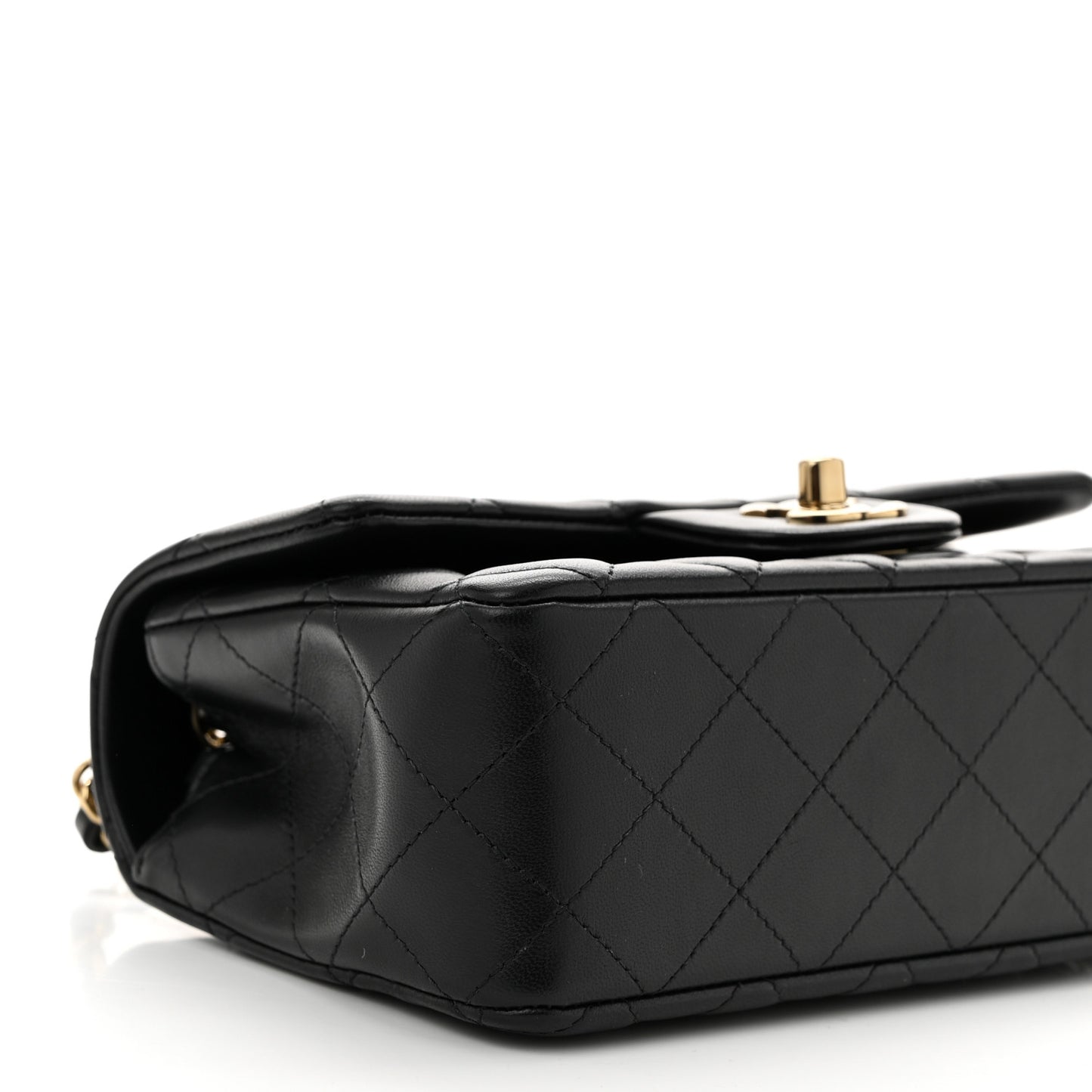Lambskin Quilted Mini Rectangular Flap Black