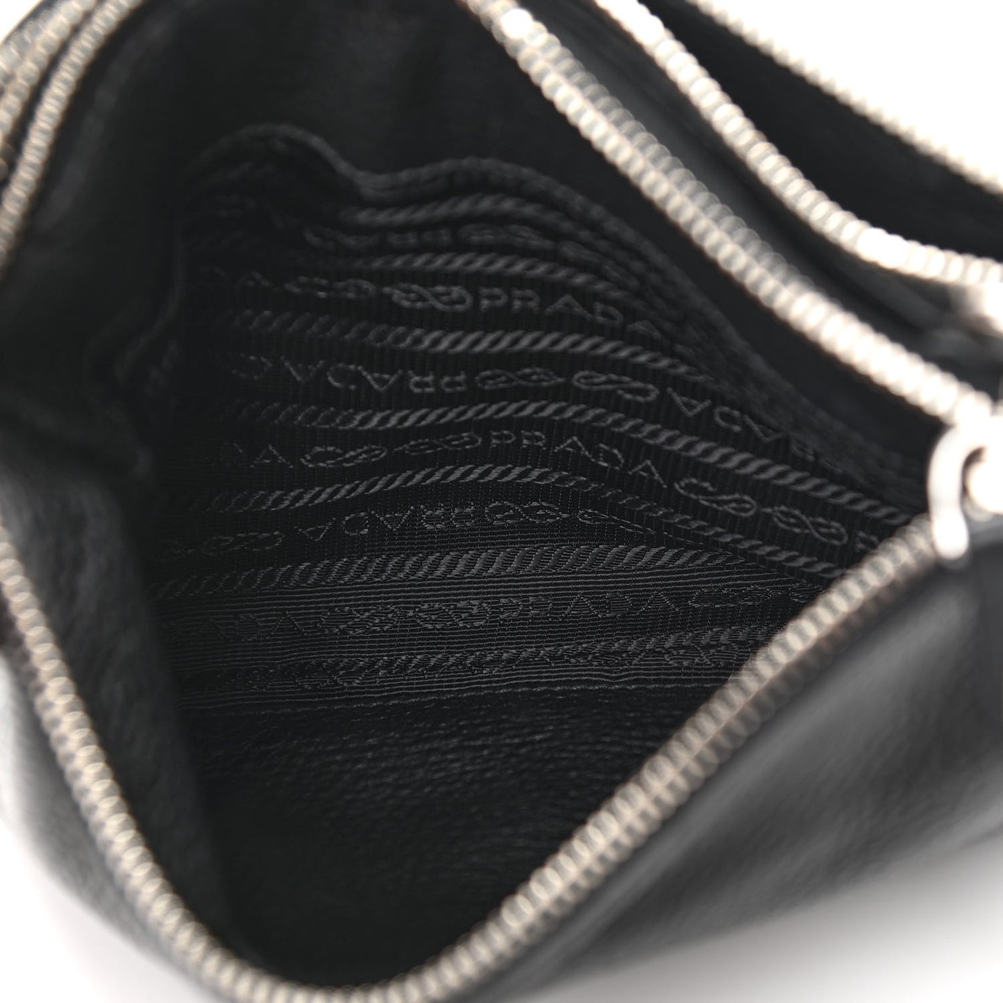 Vitello Phenix Double Zip Crossbody Bag Black