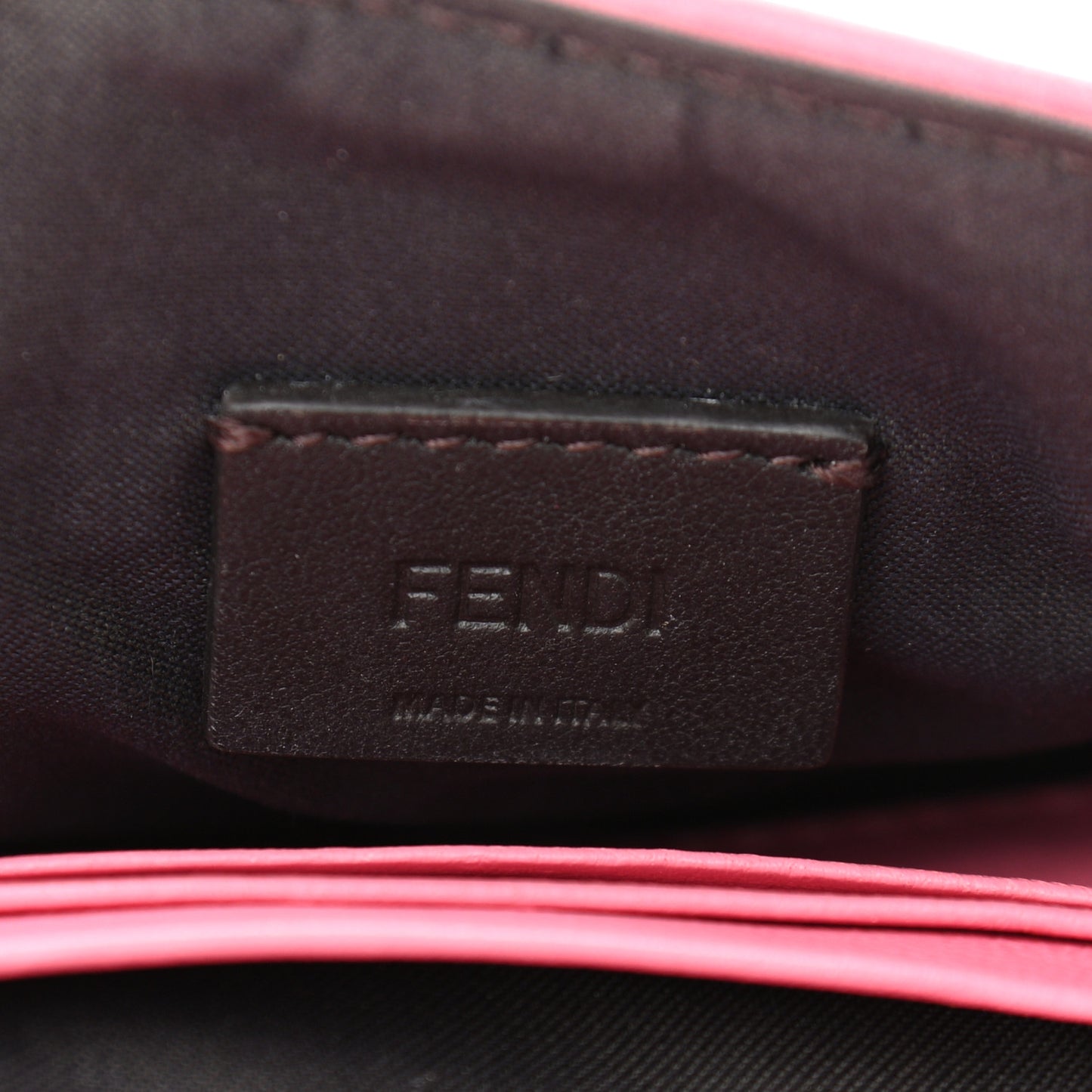 Nappa FF 1974 Embossed Mini Baguette Rosa Fluo