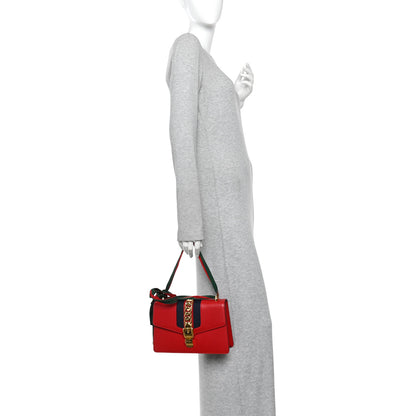 Gucci Calfskin Small Sylvie Shoulder Bag Hibiscus Red 2 of 11