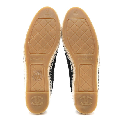 Chanel Tweed Lambskin Patent Calfskin CC Espadrilles 40 Black Navy Blue 5 of 10